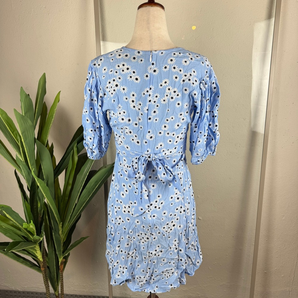 Faithfull The Brand Romantic Cottage Prairie Mini Dress Small Floral Puff Sleeve - Picture 5 of 9
